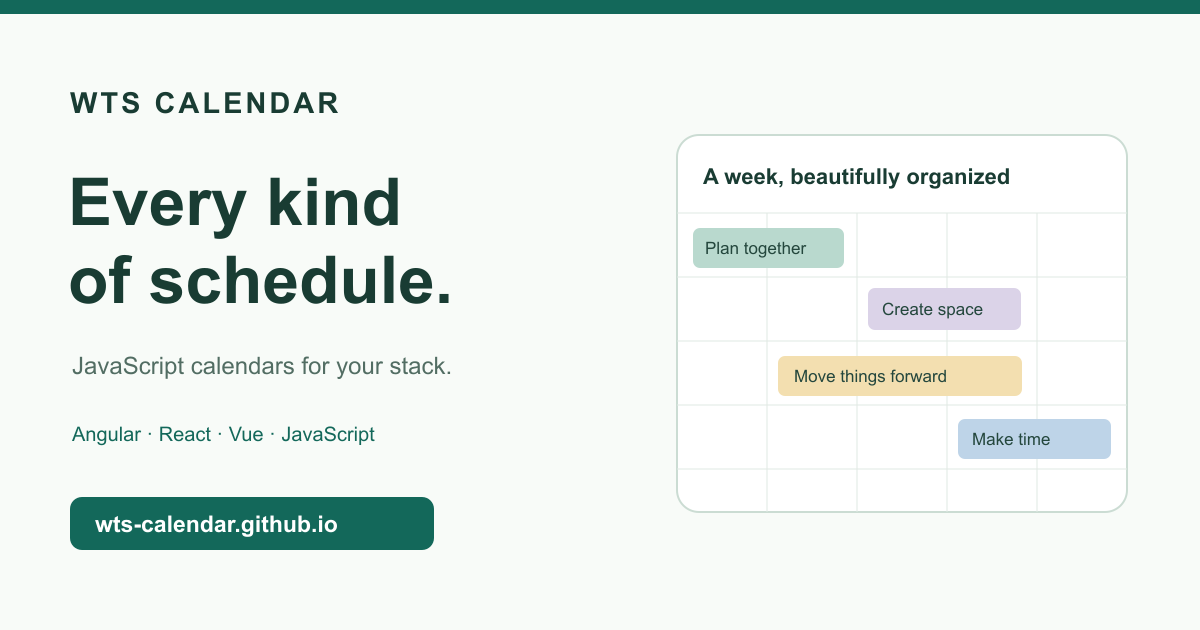 WTS Calendar | JavaScript Calendar & Framework Integrations